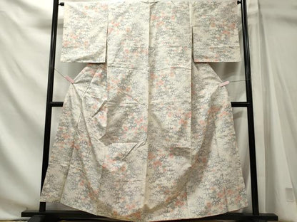 平和屋着物■上質な紬　草花文　正絹　逸品　CABL5735oy