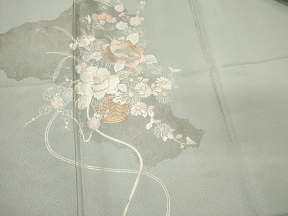 平和屋着物■中国三大刺繍　相良刺繍　訪問着　花籠文　金彩　ますいわ屋扱い　正絹　逸品　CABL5739oy