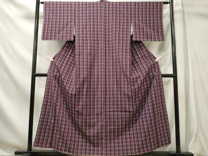 平和屋着物■上質な紬　格子柄　正絹　逸品　未使用　CABL5744oy
