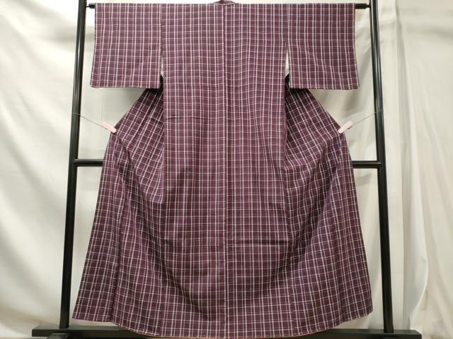 平和屋着物■上質な紬　格子柄　正絹　逸品　未使用　CABL5744oy