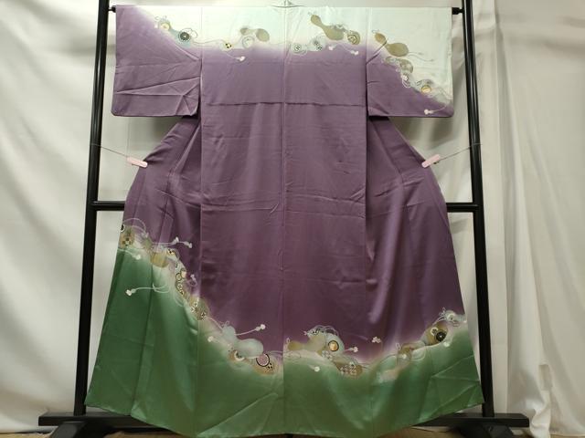 平和屋着物■訪問着　瓢箪吉祥花文　暈し染め　金彩　正絹　逸品　CABL5753oy
