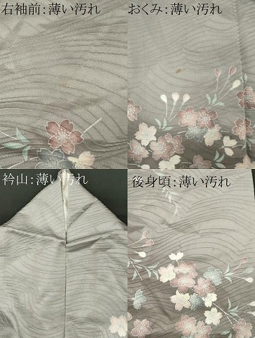 平和屋着物■訪問着　作家物　枝桜文　銀彩　正絹　逸品　CABL5754oy