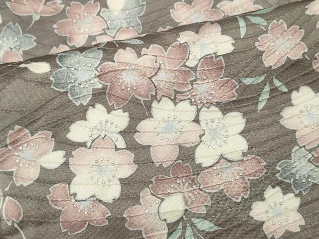 平和屋着物■訪問着　作家物　枝桜文　銀彩　正絹　逸品　CABL5754oy