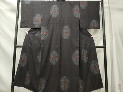 平和屋着物■上質な紬　80亀甲　幾何学文様　正絹　逸品　CABL5757ou