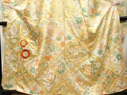 平和屋着物■豪華振袖　駒刺繍　飛鶴吉祥花文　金彩　正絹　逸品　CABL5758ou