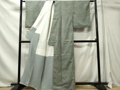 平和屋着物■上質な小紋　矢羽文様　正絹　逸品　CABL5759ou