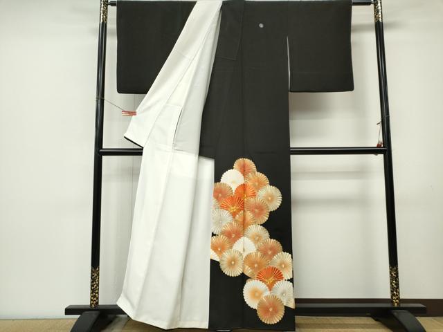 平和屋着物■豪華黒留袖　駒刺繍　菊　金糸　正絹　逸品　CABL5760ou