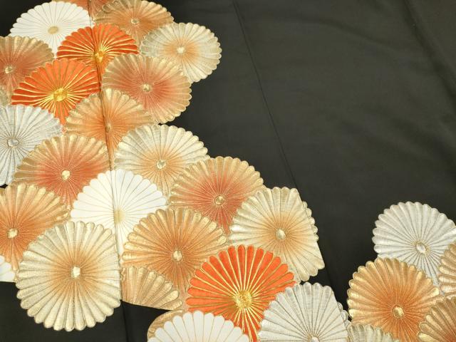 平和屋着物■豪華黒留袖　駒刺繍　菊　金糸　正絹　逸品　CABL5760ou