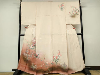 平和屋着物■訪問着　流水枝花文　暈し染め　金彩　正絹　逸品　CABL5765ou