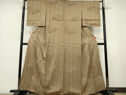 平和屋着物■上質な小紋　縞　雲取り地紋　正絹　逸品　CABL5766ou