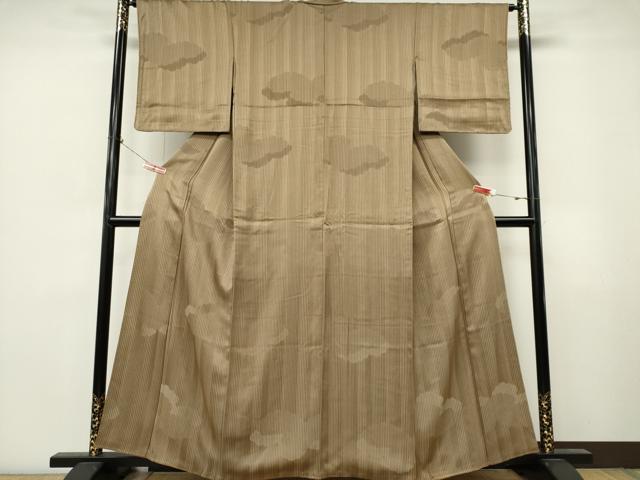 平和屋着物■上質な小紋　縞　雲取り地紋　正絹　逸品　CABL5766ou