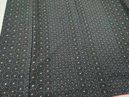 平和屋着物■上質な小紋　菊間道　黒地　正絹　逸品　CABL5768ou