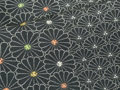 平和屋着物■上質な小紋　菊間道　黒地　正絹　逸品　CABL5768ou