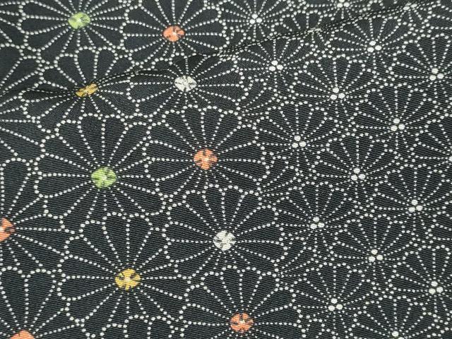 平和屋着物■上質な小紋　菊間道　黒地　正絹　逸品　CABL5768ou