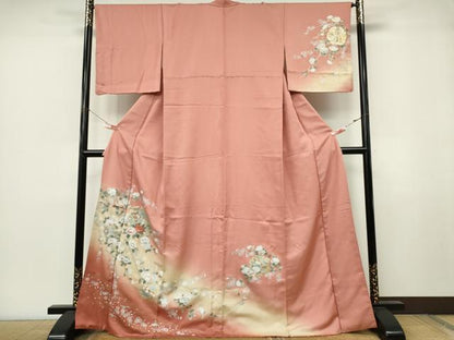 平和屋着物■訪問着　刺繍　雪輪枝花文　暈し染め　金彩　正絹　逸品　CABL5770ou