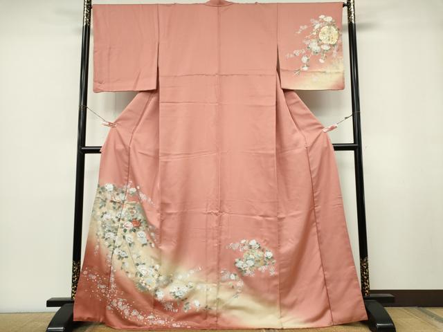 平和屋着物■訪問着　刺繍　雪輪枝花文　暈し染め　金彩　正絹　逸品　CABL5770ou