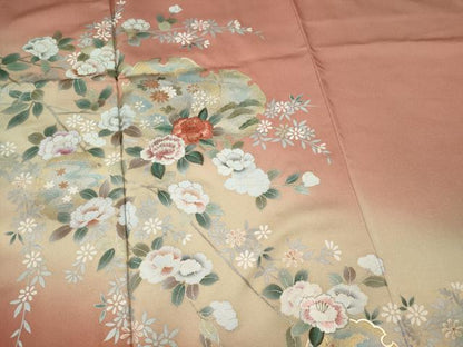 平和屋着物■訪問着　刺繍　雪輪枝花文　暈し染め　金彩　正絹　逸品　CABL5770ou