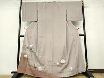 平和屋着物■豪華色留袖　手描き　陶器文　暈し染め　金彩　正絹　逸品　CABL5774ou