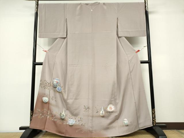 平和屋着物■豪華色留袖　手描き　陶器文　暈し染め　金彩　正絹　逸品　CABL5774ou