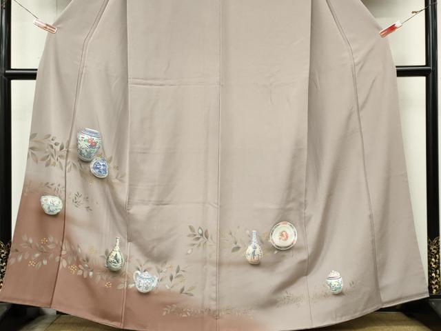 平和屋着物■豪華色留袖　手描き　陶器文　暈し染め　金彩　正絹　逸品　CABL5774ou