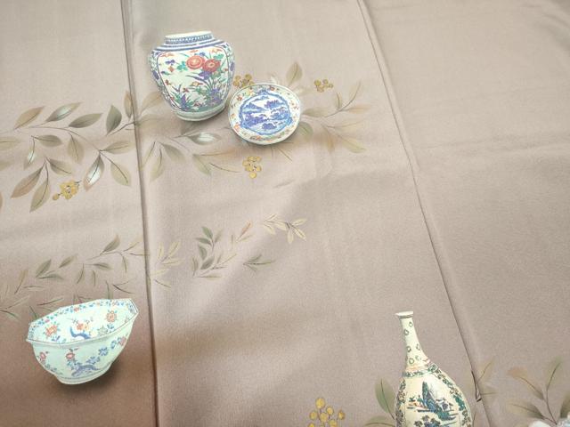 平和屋着物■豪華色留袖　手描き　陶器文　暈し染め　金彩　正絹　逸品　CABL5774ou