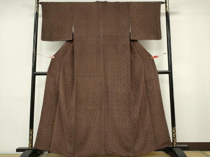 平和屋着物■上質な小紋　蜀江花文　鬼しぼ縮緬　正絹　逸品　CABL5775ou