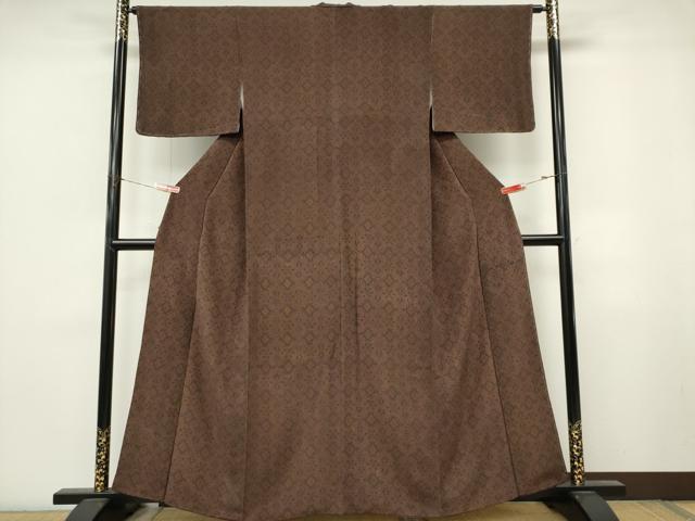平和屋着物■上質な小紋　蜀江花文　鬼しぼ縮緬　正絹　逸品　CABL5775ou