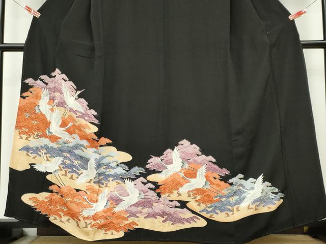 平和屋着物■豪華黒留袖　飛鶴松文　金彩　正絹　逸品　CABL5784ou