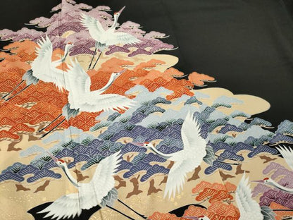 平和屋着物■豪華黒留袖　飛鶴松文　金彩　正絹　逸品　CABL5784ou