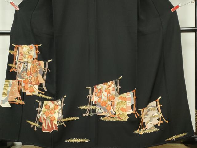 平和屋着物■豪華黒留袖　誰が袖花文　金彩　正絹　逸品　CABL5785ou