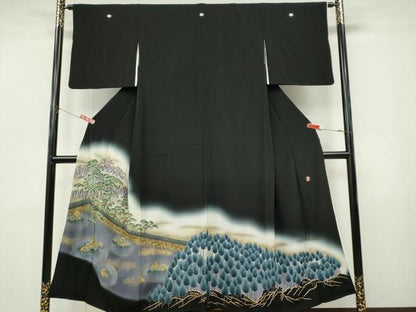 平和屋着物■豪華黒留袖　作家物　樹林文　暈し染め　金彩　正絹　逸品　CABL5790ou