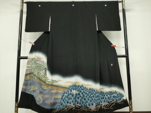 平和屋着物■豪華黒留袖　作家物　樹林文　暈し染め　金彩　正絹　逸品　CABL5790ou