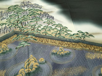 平和屋着物■豪華黒留袖　作家物　樹林文　暈し染め　金彩　正絹　逸品　CABL5790ou