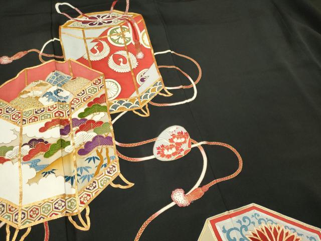 平和屋着物■豪華黒留袖　駒刺繍　貝桶花文　金彩　正絹　逸品　CABL5791ou