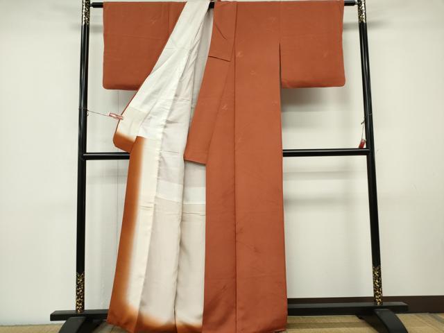 平和屋着物■上質な色無地　舞葉地紋　肉桂色　正絹　逸品　CABL5792ou