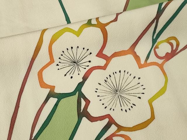 平和屋着物■上質な小紋　型染め　枝梅文　正絹　逸品　CABL5829ou