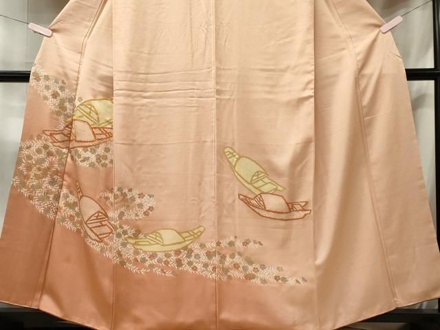 平和屋着物■訪問着　駒刺繍　舟草花文　暈し染め　金彩　正絹　逸品　CABL5840ou