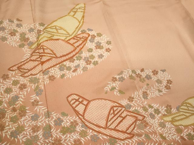 平和屋着物■訪問着　駒刺繍　舟草花文　暈し染め　金彩　正絹　逸品　CABL5840ou
