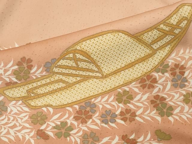 平和屋着物■訪問着　駒刺繍　舟草花文　暈し染め　金彩　正絹　逸品　CABL5840ou