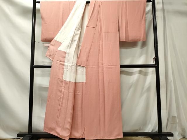 平和屋着物■上質な色無地　作家物　珊瑚色　正絹　逸品　CABL5842ou