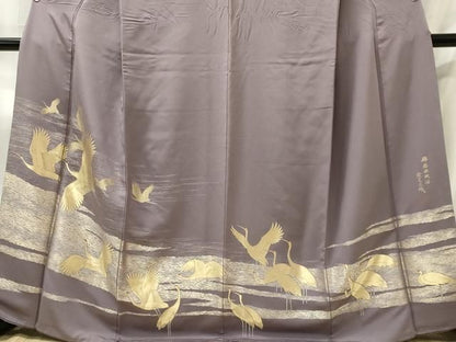 平和屋着物■豪華色留袖　作家物　飛鶴文　金糸　正絹　逸品　CABL5845ou