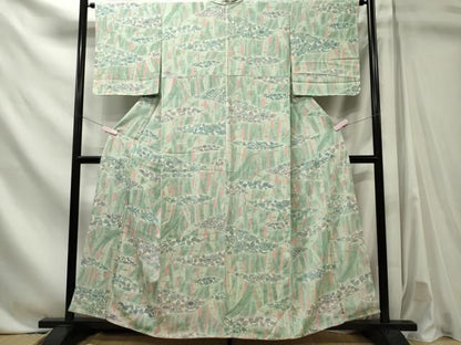 平和屋着物■上質な小紋　草花文　鬼しぼ縮緬　正絹　逸品　未使用　CABL5863ou