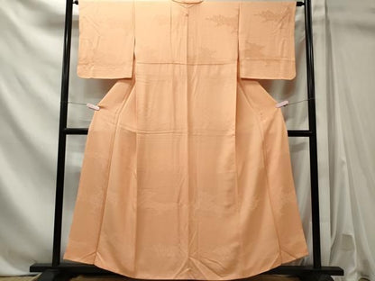 平和屋着物■上質な色無地　吉祥地紋　洒落柿色　正絹　逸品　CABL5867ou