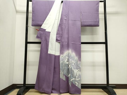 平和屋着物■豪華色留袖　飛鶴樹林文　暈し染め　銀彩　正絹　逸品　CABL5875ou