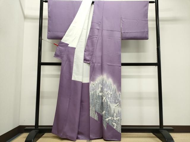 平和屋着物■豪華色留袖　飛鶴樹林文　暈し染め　銀彩　正絹　逸品　CABL5875ou
