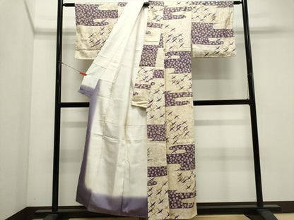 平和屋着物■上質な小紋　飛鶴花唐草文　金彩　正絹　逸品　CABL5876ou