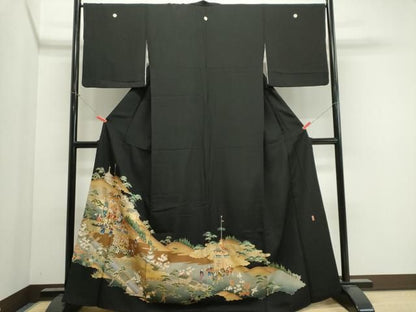 平和屋着物■豪華黒留袖　作家物　駒刺繍　鉾人物風景文　金銀彩　正絹　逸品　CABL5879ou