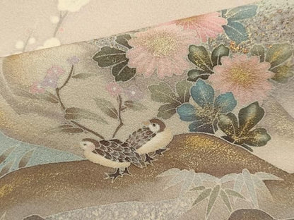 平和屋着物■訪問着　風景花鳥文　暈し染め　金彩　正絹　逸品　CABL5880ou