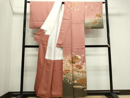 平和屋着物■訪問着　地紙草花文　暈し染め　金彩　正絹　逸品　CABL5881ou