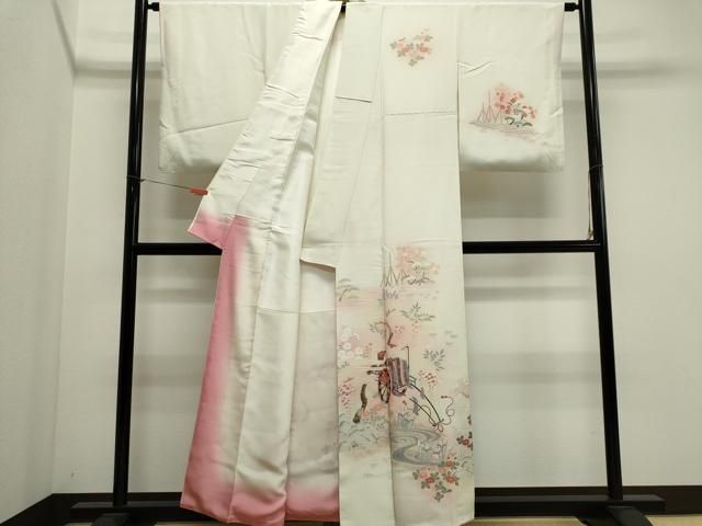 平和屋着物■訪問着　御所車風景花文　暈し染め　正絹　逸品　CABL5882ou